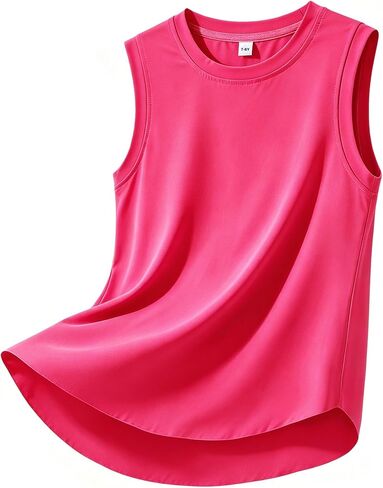 LYSMuch Girl قميص بدون أكمام تانك توب تنس تي شيرت للأطفال Racerback سريع الجفاف نشط تجريب اليوغا 5-14 سنة in Kuwait