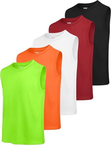QWE 5 Pack Boys Tank Tops Dry-Fit Boys Undershirts Sleeveless Kids Athletic Tank Tops Shirts for Kids Youth in Saudi Arabia