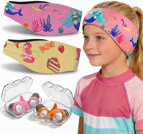 Swimming Headband for Kids - Waterproof Ear Plugs & Adjustable Swim Ear Band,Keep Water Out and Hold Earplugs in - Water Headband for Surfing, Diving, Pool, Showering, and Beach in Saudi Arabia