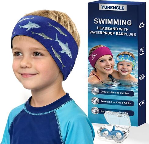 Swimming Headband for Kids - Waterproof Ear Plugs & Adjustable Swim Ear Band,Keep Water Out and Hold Earplugs in - Water Headband for Surfing, Diving, Pool, Showering, and Beach in Saudi Arabia
