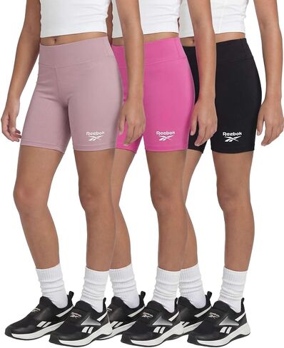Reebok 3 Pack: Girls 6 Inch Bike Shorts Athletic Spandex Bikers Volleyball Soccer Dance Cheer Gymnastics Under Dress 6-16 in Kuwait