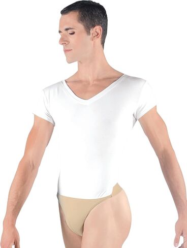Mens"Ivan" V-Neck Leotard with Built-In Dance Belt WM125WHTS White Small in Saudi Arabia