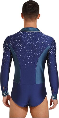 Mens Glittery Rhinestone Latin Tango Dance Shirt V Neck Leotard Modern Ballroom Dance Costumes in Saudi Arabia