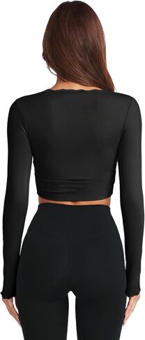 Womens Workout Tops Pilates Outfits for Women Long Sleeve Shirts Ballet Cover Ups Tie Front Wrap Tops Gym Sets in Saudi Arabia
