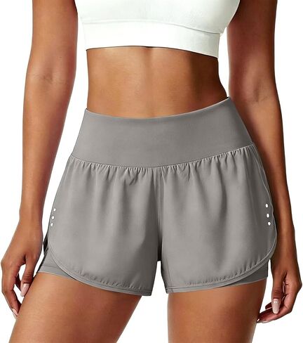 Womens Athletic Shorts with Pockets Lightweight Underneath Liner High Waisted Gym Yoga Workout Running Shorts in Saudi Arabia