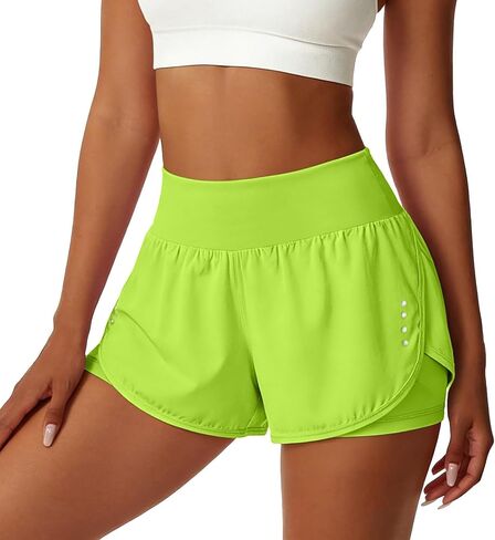 Womens Athletic Shorts with Pockets Lightweight Underneath Liner High Waisted Gym Yoga Workout Running Shorts in Saudi Arabia