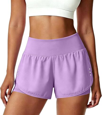 Womens Athletic Shorts with Pockets Lightweight Underneath Liner High Waisted Gym Yoga Workout Running Shorts in Saudi Arabia