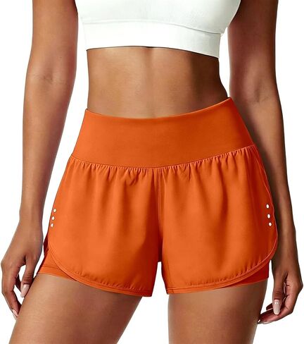 Womens Athletic Shorts with Pockets Lightweight Underneath Liner High Waisted Gym Yoga Workout Running Shorts in Saudi Arabia
