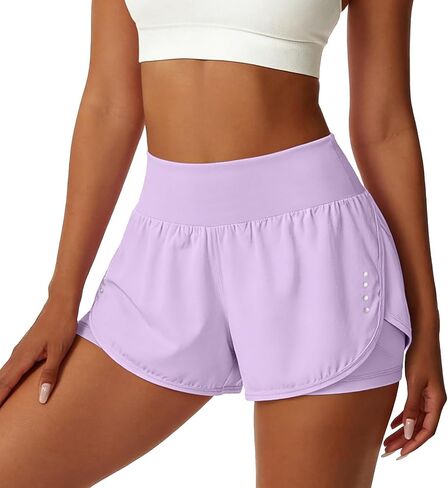 Womens Athletic Shorts with Pockets Lightweight Underneath Liner High Waisted Gym Yoga Workout Running Shorts in Saudi Arabia