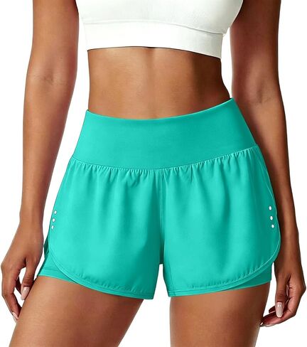 Womens Athletic Shorts with Pockets Lightweight Underneath Liner High Waisted Gym Yoga Workout Running Shorts in Saudi Arabia