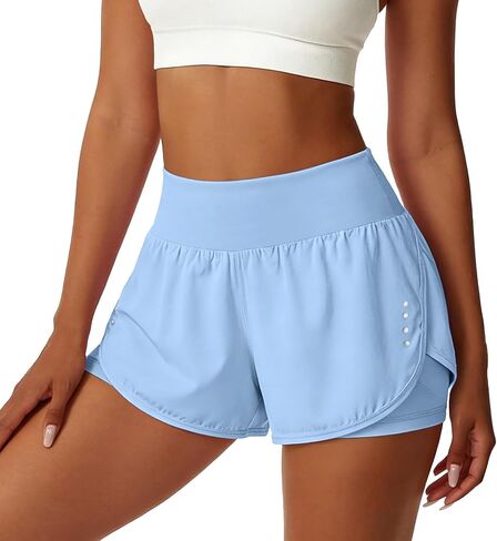 Womens Athletic Shorts with Pockets Lightweight Underneath Liner High Waisted Gym Yoga Workout Running Shorts in Saudi Arabia