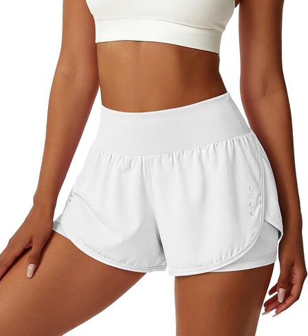 Womens Athletic Shorts with Pockets Lightweight Underneath Liner High Waisted Gym Yoga Workout Running Shorts in Saudi Arabia