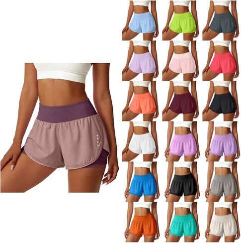 Womens Athletic Shorts with Pockets Lightweight Underneath Liner High Waisted Gym Yoga Workout Running Shorts in Saudi Arabia