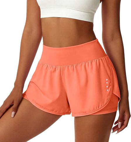 Womens Athletic Shorts with Pockets Lightweight Underneath Liner High Waisted Gym Yoga Workout Running Shorts in Saudi Arabia