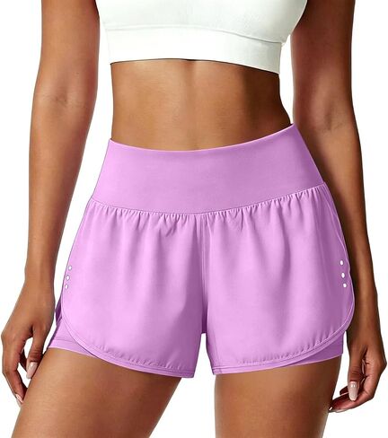 Womens Athletic Shorts with Pockets Lightweight Underneath Liner High Waisted Gym Yoga Workout Running Shorts in Saudi Arabia