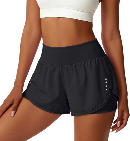Womens Athletic Shorts with Pockets Lightweight Underneath Liner High Waisted Gym Yoga Workout Running Shorts in Saudi Arabia