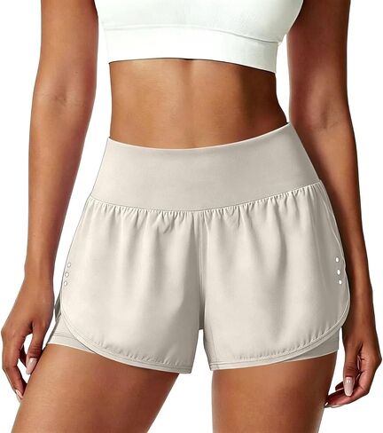 Womens Athletic Shorts with Pockets Lightweight Underneath Liner High Waisted Gym Yoga Workout Running Shorts in Saudi Arabia