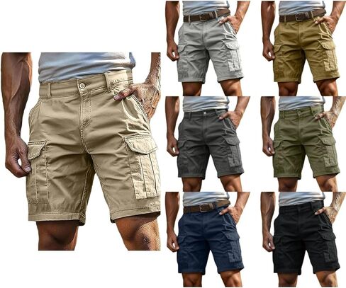 Men's Cargo Shorts Above Knee Lightweight Summer Workout Hiking Shorts Pull On Outdoor Work Short with Pockets in Saudi Arabia