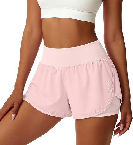 Womens Athletic Shorts with Pockets Lightweight Underneath Liner High Waisted Gym Yoga Workout Running Shorts in Saudi Arabia