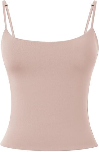 Women Tank Tops with Built in Bra Sets 2pc Square Neck Removable Padded Adjustable Strap Y2k Going Out Cami Top in Saudi Arabia