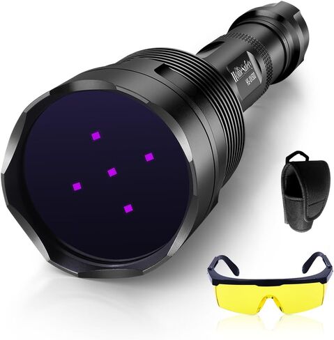 Home Safety UV 365nm Black Light Flashlight, 5 LEDs UV Light, 50W HIGH Power Long Range Professional Blacklight Torch for Pet Urine Finding/Mineral, Resin Curing, Scorpion Search, Commercial Use in Saudi Arabia