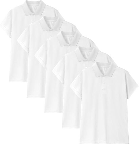5 Pack Boys Polo Shirt Mesh Athletic Quick Dry Short Sleeve Golf Shirts School Uniform Kids Performance Active Tops in Saudi Arabia