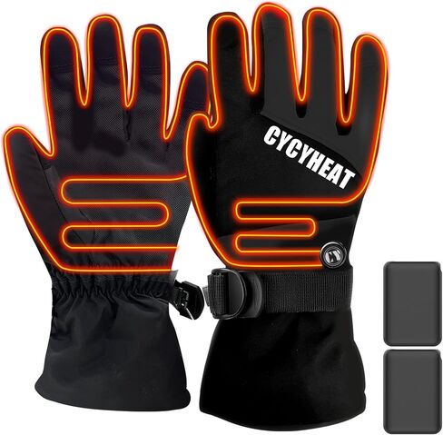 CYCYHEAT Kids Heated Gloves - Boys and Girls Waterproof Ski Heating Gloves Upgraded 5000mAh Battery Pack in Kuwait