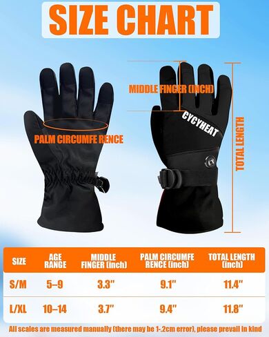 CYCYHEAT Kids Heated Gloves - Boys and Girls Waterproof Ski Heating Gloves Upgraded 5000mAh Battery Pack in Kuwait