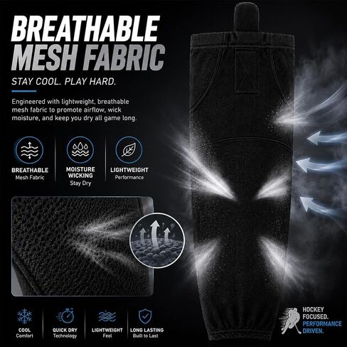 Solid Color Ice Hockey Socks, High-Density Mesh, Breathable and Lightweight for Youth, Junior & Adult Practice in Saudi Arabia