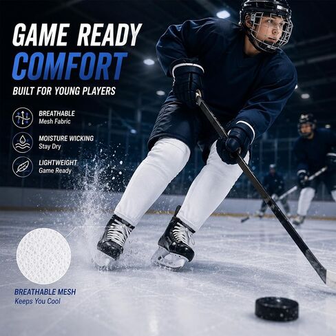 Solid Color Ice Hockey Socks, High-Density Mesh, Breathable and Lightweight for Youth, Junior & Adult Practice in Saudi Arabia