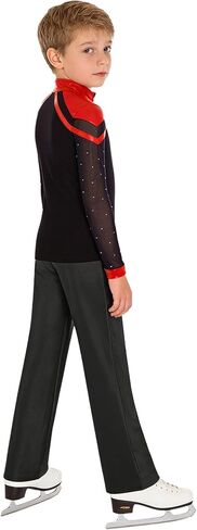 Sparkly Dance Outfits Sets for Boys Kids Ice Skating Suits Stage Performance Competitions Red+Black 12 Years in Saudi Arabia