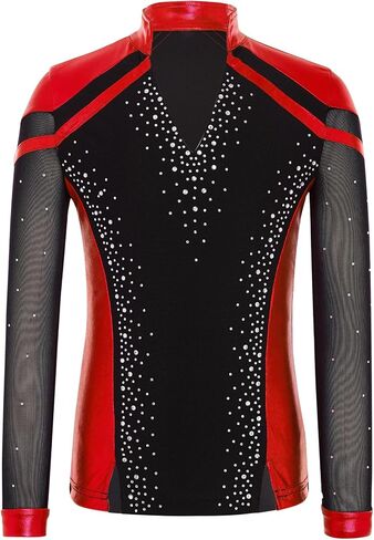Sparkly Dance Outfits Sets for Boys Kids Ice Skating Suits Stage Performance Competitions Red+Black 12 Years in Saudi Arabia