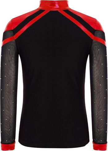 Sparkly Dance Outfits Sets for Boys Kids Ice Skating Suits Stage Performance Competitions Red+Black 12 Years in Saudi Arabia