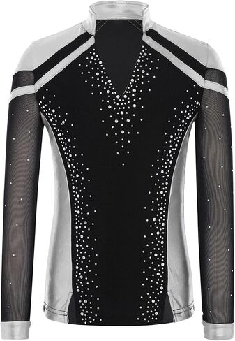 Sparkly Dance Outfits Sets for Boys Kids Ice Skating Suits Stage Performance Competitions Silver+Black 6 Years in Saudi Arabia