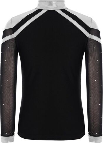 Sparkly Dance Outfits Sets for Boys Kids Ice Skating Suits Stage Performance Competitions Silver+Black 14 Years in Saudi Arabia