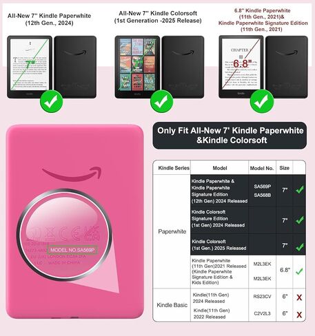Case for 7"/6.8" Kindle Paperwhite(12th/11th Generation-2024/2021) and Kindle Colorsoft Signature Edition, Book Lovers Gifts PU Leather Stand Cover with Hand Strap for Kindle Paperwhite in Saudi Arabia