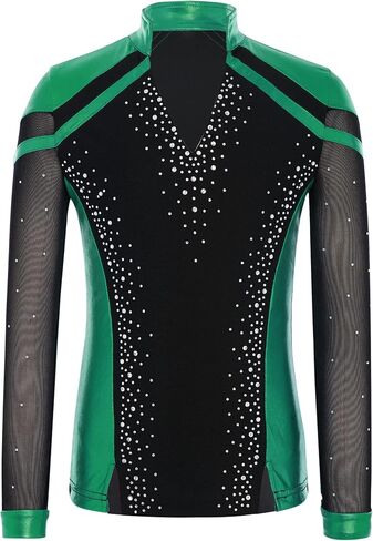 Sparkly Dance Outfits Sets for Boys Kids Ice Skating Suits Stage Performance Competitions Green+Black 12 Years in Saudi Arabia
