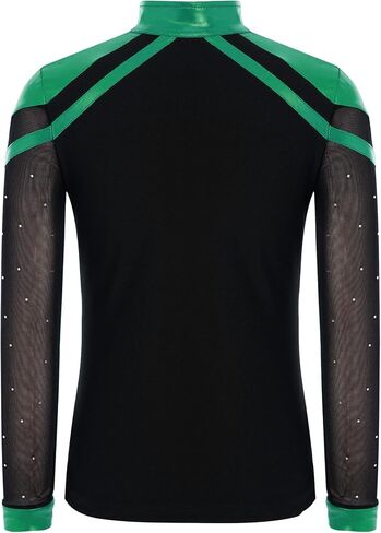 Sparkly Dance Outfits Sets for Boys Kids Ice Skating Suits Stage Performance Competitions Green+Black 12 Years in Saudi Arabia