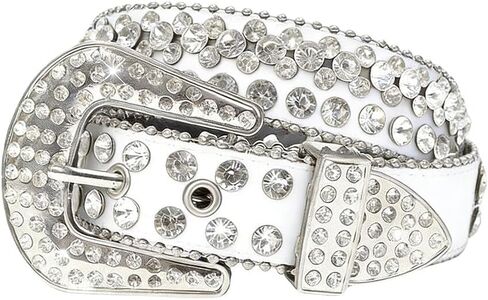 Kids Rhinestone Belt with Shiny Alloy Buckle, Sparkling Crystal Studded, Punk Style, for Boys and Girls Fits waistline 70-85CM; in Saudi Arabia