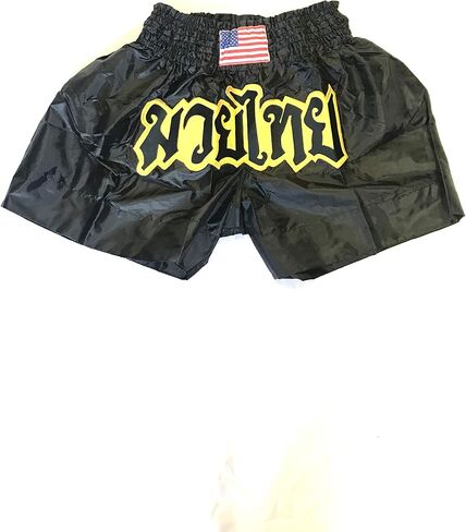 Muay Thai Martial Arts Boxing Shorts | Fitness Grappling Fighting Training Kickboxing Shorts Black & Yellow in Saudi Arabia