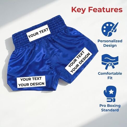 Personalized Adult Boxing Shorts High-Grade Satin Fabric Custom Fight Shorts Embroidered Printed Custom Design for Men Boxing Workout Black in Kuwait