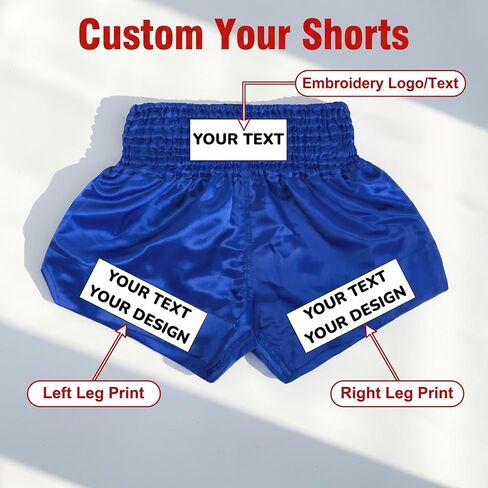 Personalized Adult Boxing Shorts High-Grade Satin Fabric Custom Fight Shorts Embroidered Printed Custom Design for Men Boxing Workout Black in Kuwait