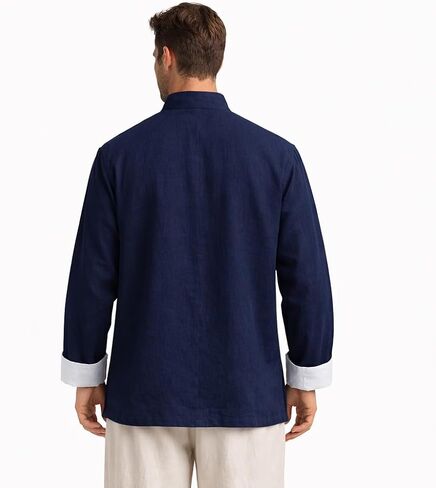 Lazutom Mens Cotton Linen Kung Fu Shirt Mandarin Collar Chinese Tang Suit Tai Chi Martial Arts Jacket Traditional Top in Saudi Arabia