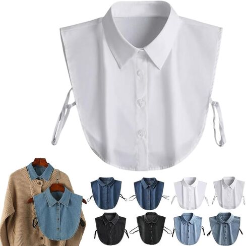 Denim False Collar for Women, Vintage Detachable Jean Faux Collar, Button Down Shirt Blouse Layering Piece Tops and Dresses in Saudi Arabia