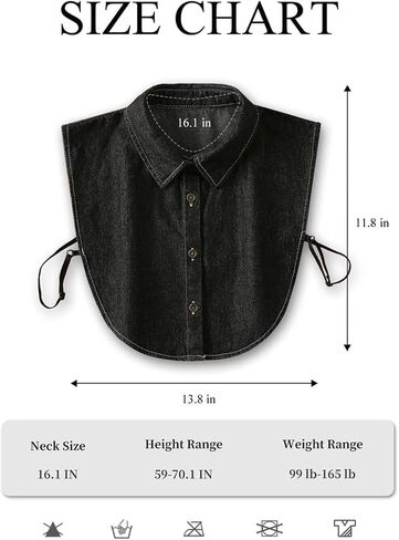 Denim False Collar for Women, Vintage Detachable Jean Faux Collar, Button Down Shirt Blouse Layering Piece Tops and Dresses in Saudi Arabia