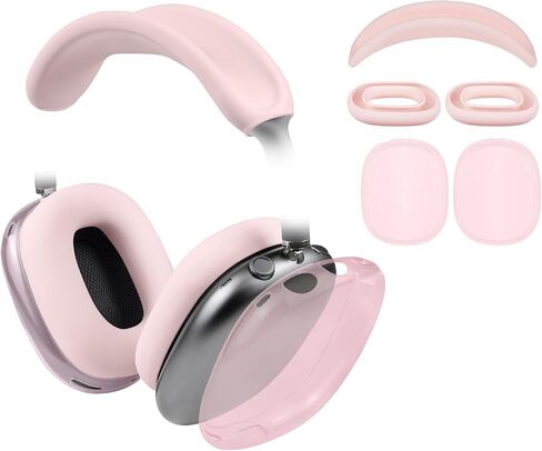 SOULWIT Protective Kit for AirPods Max, Headband Cover + TPU Case Protector + Silicone Ear Pads Cover, Sweatproof Accessory, Easily Washable, Anti-Scratch (Pink) in Saudi Arabia