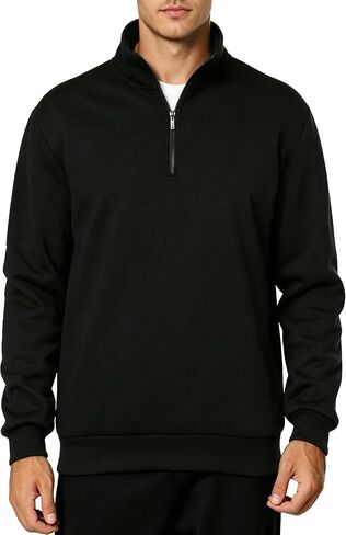 Men's Mock Neck Sweatshirts Men Fleece Quarter Zip Pullover Lightweight Half Zip Sweat Shirts With Pockets in Saudi Arabia