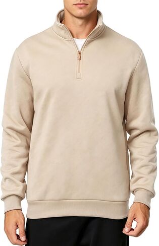 Men's Mock Neck Sweatshirts Men Fleece Quarter Zip Pullover Lightweight Half Zip Sweat Shirts With Pockets in Saudi Arabia