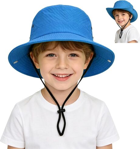 Outdoor Kids Sun Hat UPF 50+ Sun Protection Foldable Bucket Hat Breathable Summer Beach Fishing Safari Hat for Boys Girls in Kuwait