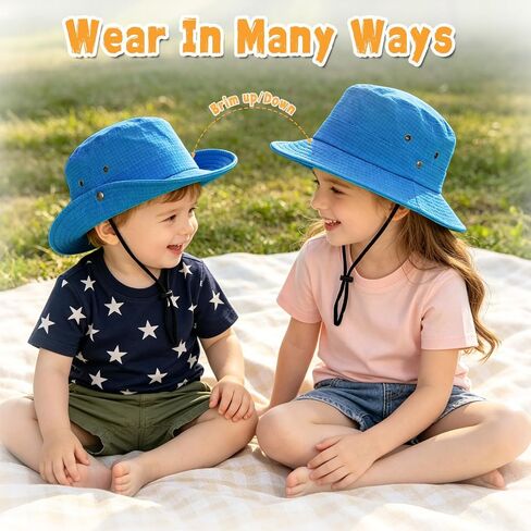 Outdoor Kids Sun Hat UPF 50+ Sun Protection Foldable Bucket Hat Breathable Summer Beach Fishing Safari Hat for Boys Girls in Kuwait